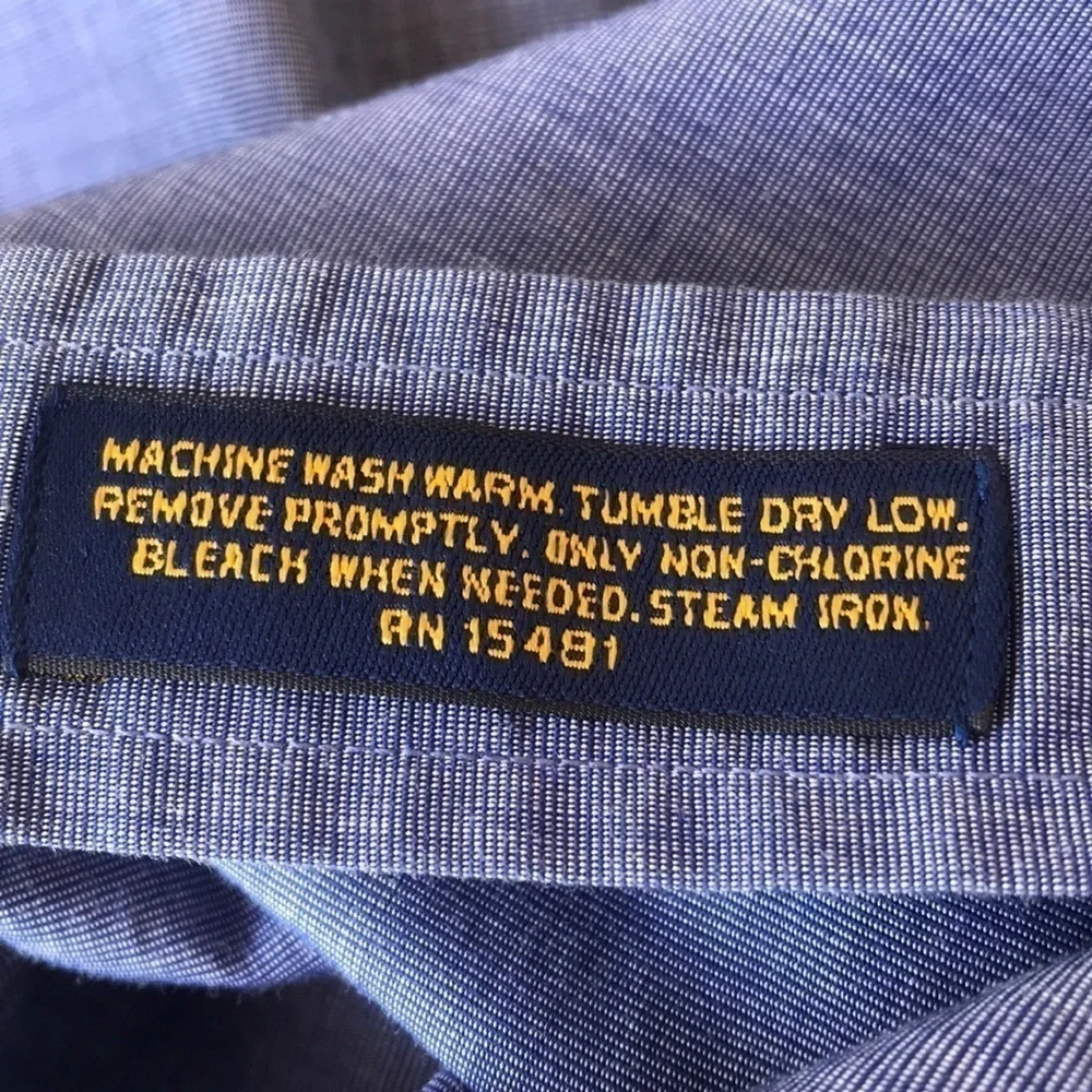 Tommy Hilfiger Blue Cotton Button Down Dress Shirt 16.5 35 - Picture 7 of 9